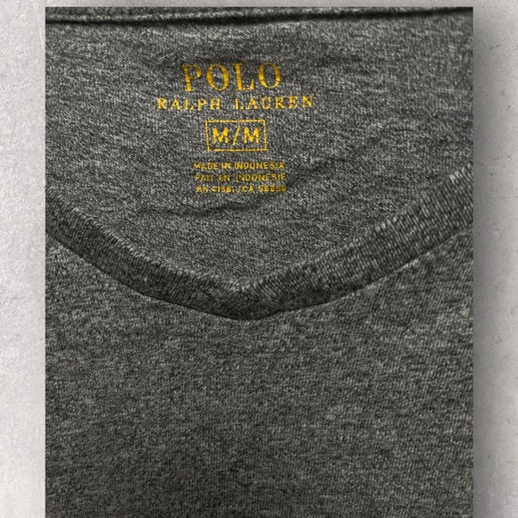 Polo Ralph Lauren Womens V-Neck Long Sleeve T-Shirt Heather Grey Pony Logo M - Picture 2 of 4